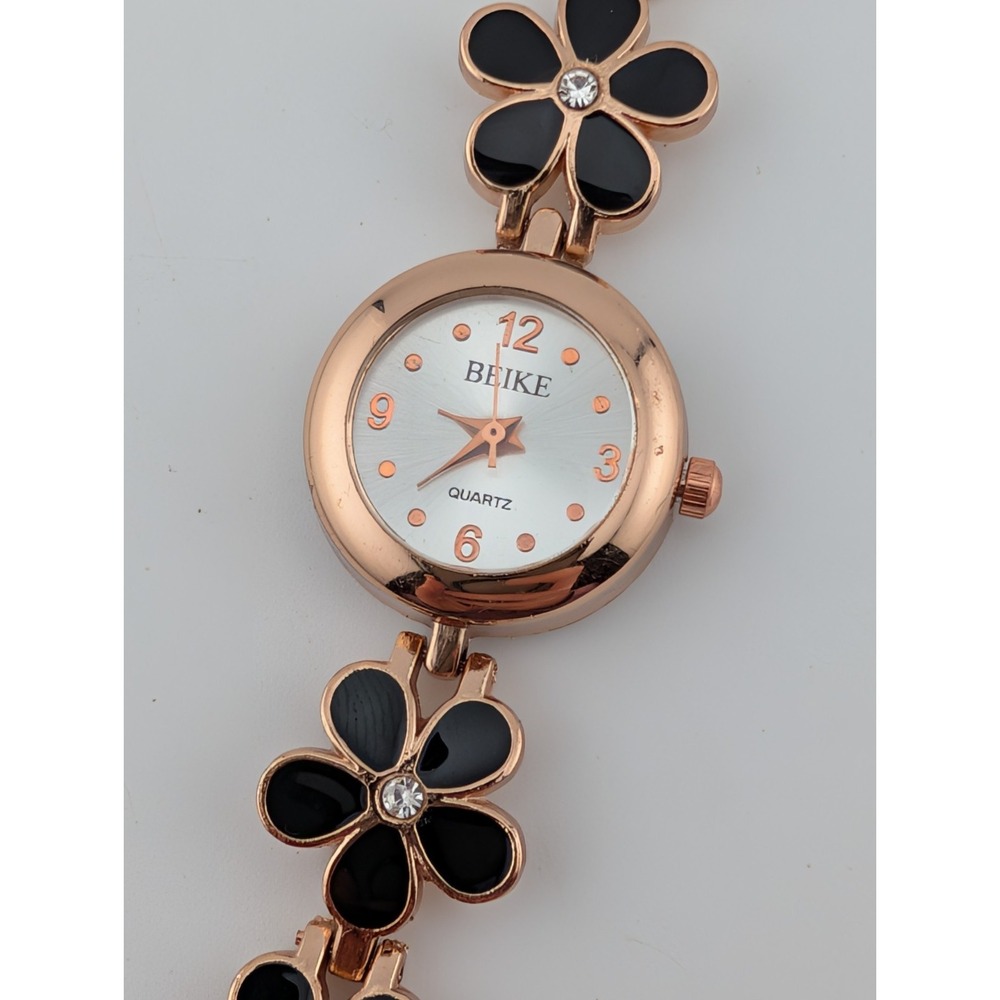 Beike Flower Watch Women 22mm Rose Gold Case 7.5" Band- New Battery